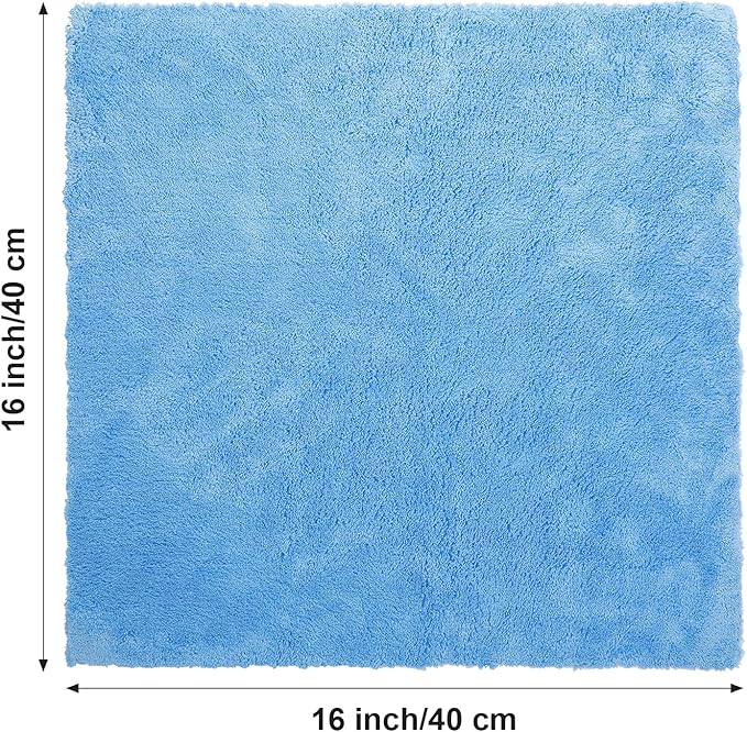 Shimeyao 30 Pcs 16 x 16 Inch Edgeless Microfiber Plush Towels for Cars Detailing Drying Wash Polishing Absorbent Cleaning Cloths, 500 GSM (Light Blue)