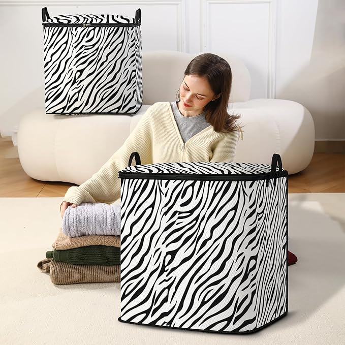 Large Comforter Storage Bag with Zipper,Closet Organizer for Clothes,Blankets,Quilts,Pillows,Fabric Storage Bags with Portable Handles 95L(2-Pack)