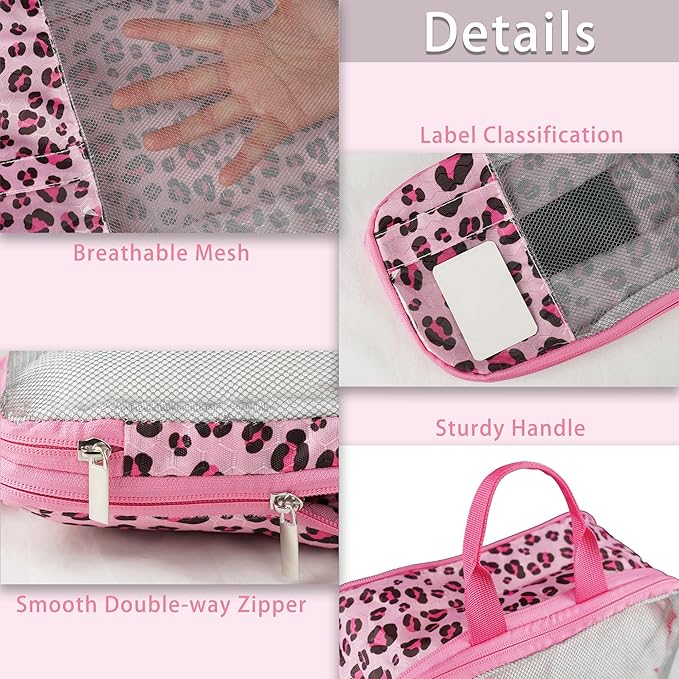 7 Pcs Compression Packing Cubes for Travel Luggage, Lightweight Suitcase Organizer Bags Set, Compression Packaging Cube for Travel Essentials, Packing Cubes for Carry on Suitcase