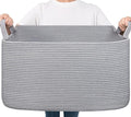 Goodpick Large Toy Basket for Blankets, Baby Laundry Basket, Storage Baskets for Organizing, Laundry Hamper for Dirty Clothes, Towel, Woven Rope Storage Baskets, 21.6" x 14.9" x 11.8", Gray