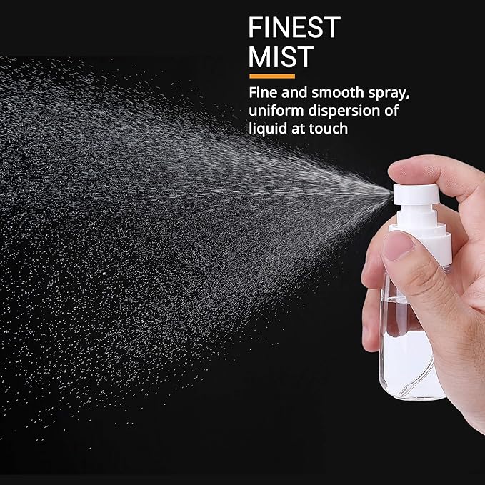 Pack 2 Small Spray Bottle Travel Size 2oz/60ml - Fine Mist Mini Empty Spray Bottles - Leak Proof - for Toners, Face & Hair Mist