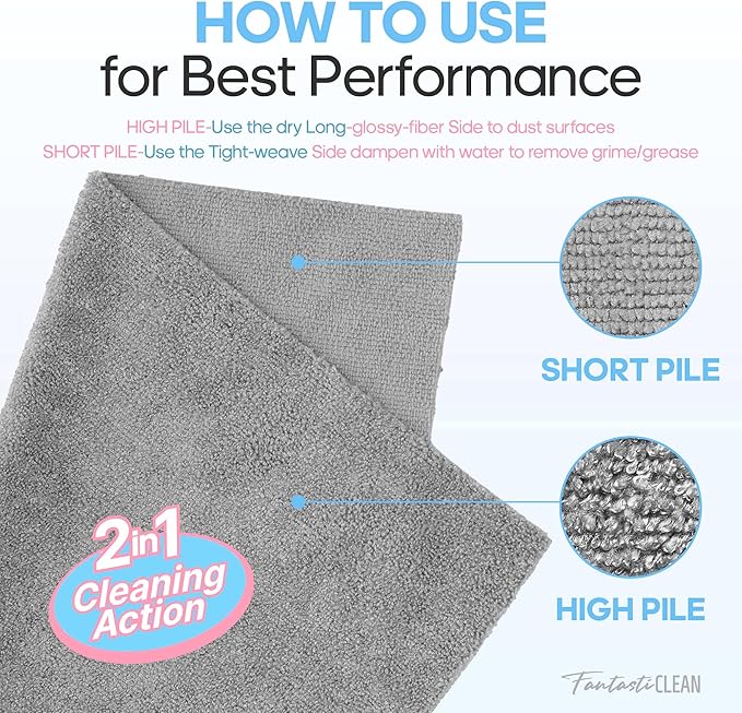 Fantasticlean XL Tear-Away Microfiber Cleaning Cloth Roll, 16'' by 16''- 36 Sheets, Thick & Large Detailing Towels, Ultra Absorbent, Lint-Free Reusable Wipes for All-Around Cleaning (Glossy Grey)