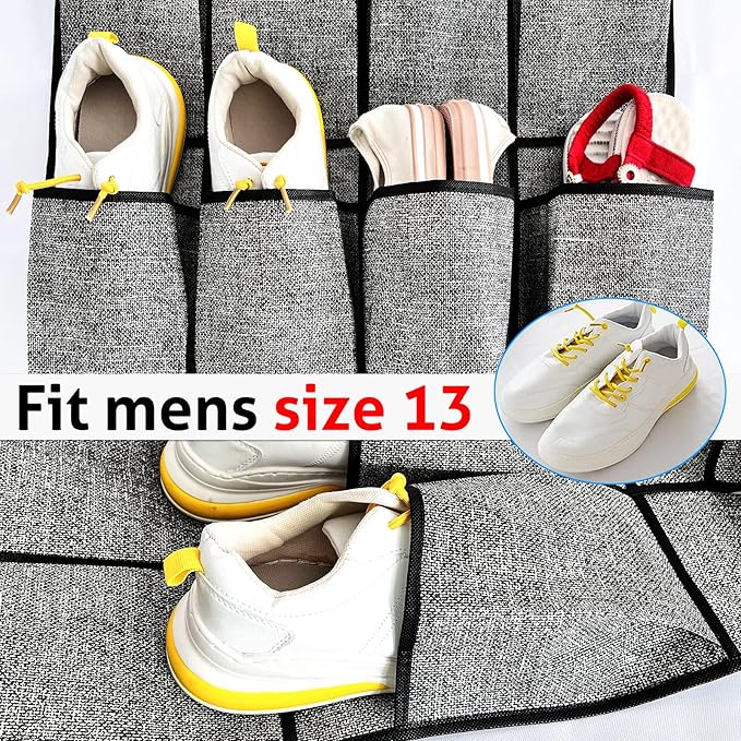 Over the Door Shoe Organizer,Hanging Shoe Rack Organizer for Closet Door,48 Pockets Shoe Storage Holder Zapateras Organizer for Kids Shoes,Flip Flops,Underwear,Socks,Cruise Essentials,Black,Set of 2