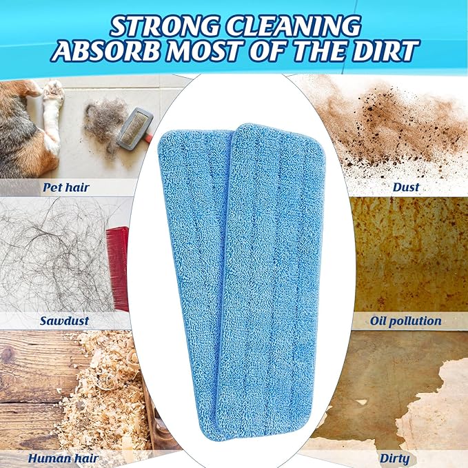 40 Pack Microfiber Mop Pads Machine Washable Cleaning Flat Mop Head Replacement Reusable Household Pads for Hardwood and Hard Surface Floor Cleaning and Scrubbing