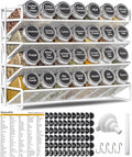 Magnetic Spice Rack Organizer for Refrigerator with 28 Spice Jars, 386 Spice Labels, 4 Hook, Chalk Marker and Funnel Set, Magnetic Shelf for Seasoning Organizer, 13.2'' W x 9.8 H, White