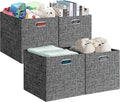 Posprica 13x15x13in Collapsible Storage Bins, Fabric Foldable Cube Storage Boxes, Decorative Storage Baskets Organizer for IKEA Kallax, Shelves, Closet, Clothes, Toy, Set of 4-Black