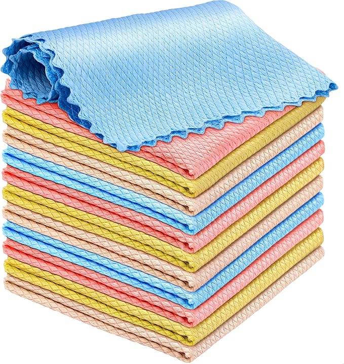 Niveaya Nano Streak Free Miracle Cleaning Cloths - 12 Pack, Reusable Nanoscale Fish Scale Cleaning Cloth, Lint Free Cleaning Cloth for Glass, Dishes, Mirrors, Stainless Steel Appliances, Etc