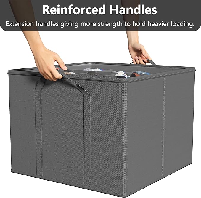 SUOCO 2 Pack Shoe Organizer for Closet, Fits up to 32 Pairs, Small Space Shoe Storage Boxes Bins Containers w/Adjustable Dividers and Clear Top, Grey