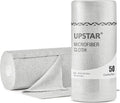 UPSTAR Microfiber Cleaning Cloth, Reusable Paper Towels Rolls, 50 Packs 12x12 inch Cleaning Rags for Washing Dishes, Kitchen, Bathroom, Car, Grey