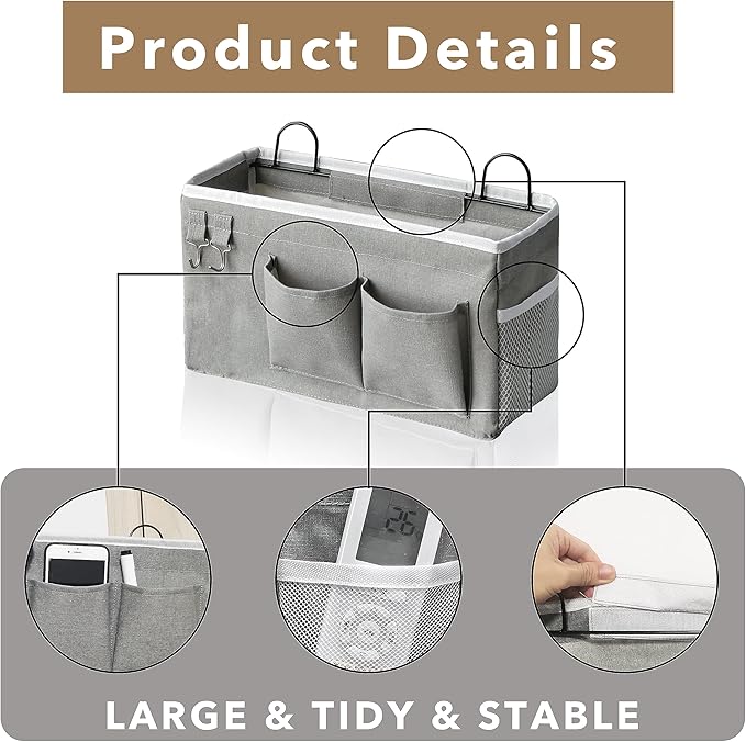 Kanrichu 3pcs Hanging Baskets for Organizing,Fabric Wall storage Basket,Wall Organizer for Closet,Kitchen, Bedroom, Office, RV Camper,Locker (Gray)