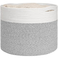 Goodpick Blanket Basket, 15.8"x15.8"x13.8" Woven Rope Basket for Blankets, Kids Toy Storage Organizer Bins, Toy Storage for Nursery, Light & Grey