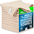 MW Pro Microfiber Cleaning Cloth | Sand | 12 Pack | 16” x 16” | All Purpose Microfiber Towels - Clean, Dust, Polish, Scrub, Absorbent