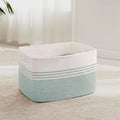 45L Small Laundry Basket for Living Room Storage, Woven Rope Baskets Bin for Blanket, Kids Toy, Gifts, Wicker Hamper for Bedroom Dirty Clothes, 18"x14"x11" White Green