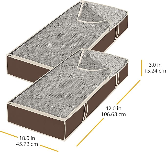 Whitmor Zippered Underbed Bags Java Set of 2 Pieces