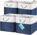 OrganiHaus 12x12 Cube Storage Bins 4 Pack, Foldable Cube Storage Organizer w/ Rope Handles, Collapsible Fabric Bins for Toys, Clothes & Closet Organization, Fabric Square Baskets - Navy Blue