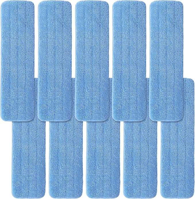 Microfiber Mop Pad for Rubbermaid Commercial 20 Inch Mop Head - 10 Pack Wet & Dry Commercial Cleaning Refills Reusable Mop Refills Fit for Any Microfiber Flat Mop System 18" to 21"