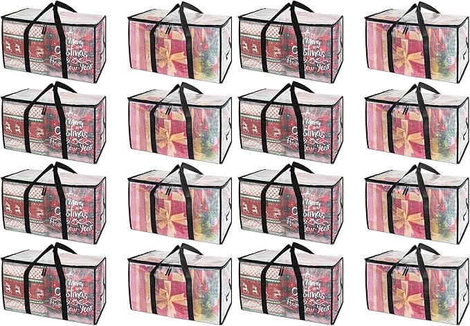 BALEINE 16-Pack Oversized Moving Bags with Reinforced Handles, Heavy-Duty Storage Tote for Clothes, Moving Supplies (Clear, 16-Pack)