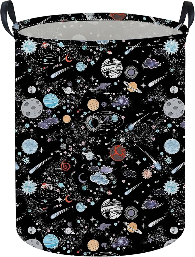 Moon and Stars Laundry hamper Baby Laundry Hamper Collapsible Canvas Waterproof Storage Bin for Kids Clothes Organizer Basket Clothes hamper Star Room Decor(Moon)