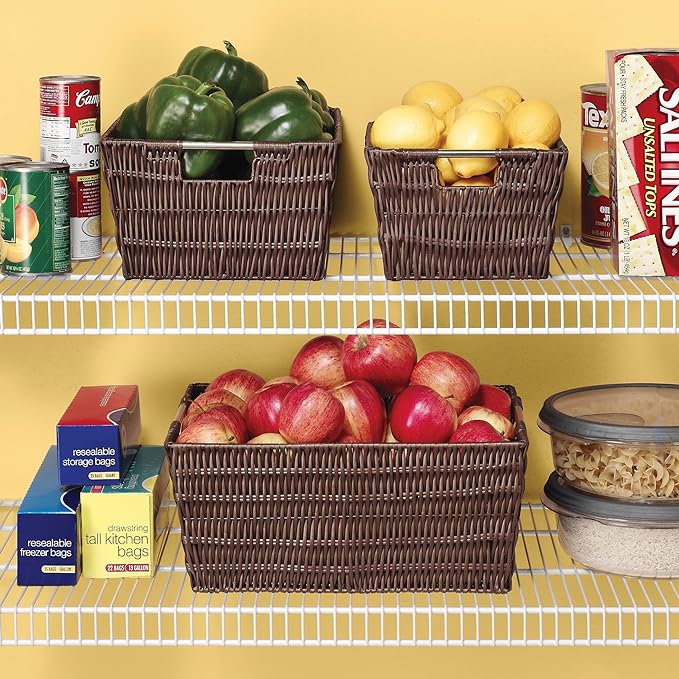 Whitmor Java Rattique Shelf Storage Tote Basket, 1 Count (Pack of 2)