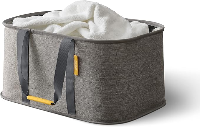 Joseph Joseph Hold-All - Collapsible Folding 35L/9.2 Gallon Washing Laundry Basket Bag, Durable Fabric, Moisture Resistant, Grey