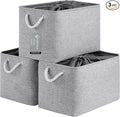 Large Storage Baskets- 16x12x12 inch Storage Bins for Shelves and Closet Organizing, Foldable Fabric Bin for Home Organization Clothes and Laundry (3-Pack, Gray)