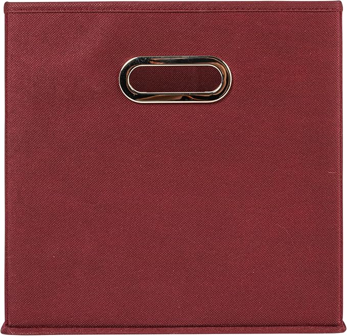 Household Essentials Foldable Fabric Storage Cubes 36-Pack – 11x11x11 Stackable Non-Woven Bins with Chipboard Sides & Grommet Handles – Closet, Shelf, Nursery, or Office Organizer – Burgundy