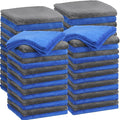 Shimeyao 30 Pcs 16 x 16 Inch Edgeless Microfiber Plush Towels for Cars Detailing Drying Wash Polishing Absorbent Cleaning Cloths, 500 GSM(Blue, Gray)