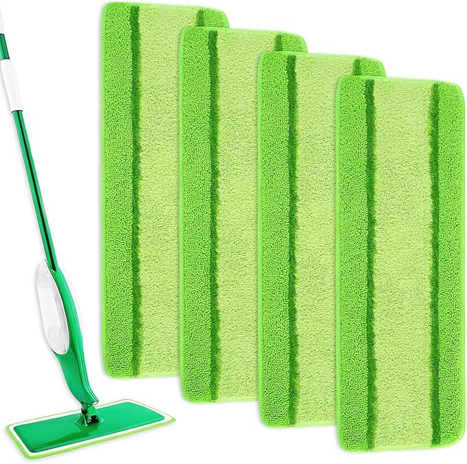 4 Pack Spray Mop Pads Refills Compatible with Libman Freedom Spray Mop, Reusable Microfiber Spray Mop Head Replacement, 16 in Spray Mops for Floor Cleaning (ONLY Pads)
