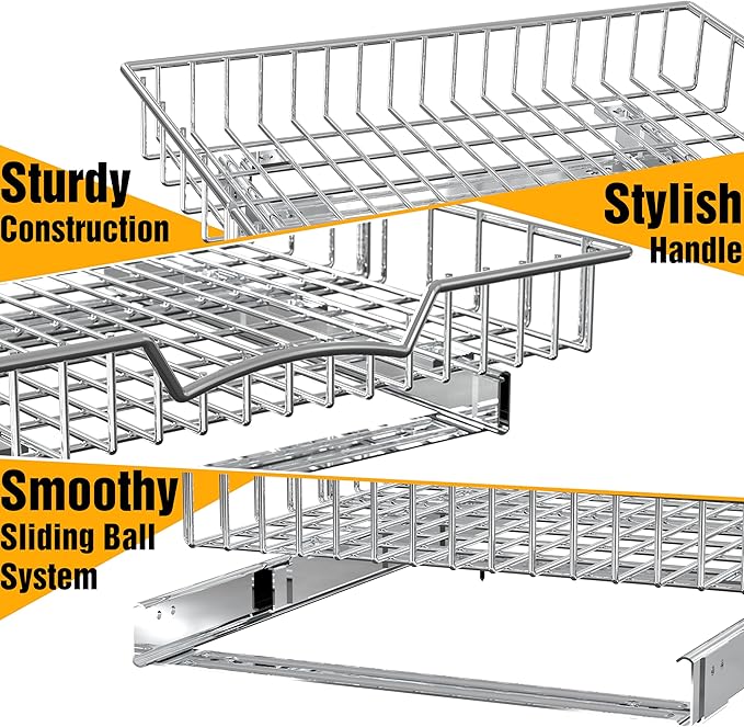 Simple Houseware Under Cabinet Pull Out Sliding Shelf Drawer Organizer, 18" D x 17" W