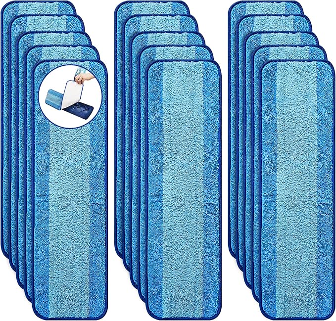 15-Pack Microfiber Mop Pads for Bona - Washable Reusable Refills for Hardwood, Tile & Multi-Surface Floors | Pet Hair & Stain Remover