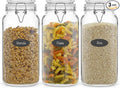 Airtight Glass Jars with Lids Set of 3. 78oz Glass Jar with Lid and 6 Silicone Seals! Large Glass Food Storage Containers. Square Mason Jar for Candy, Flour, Pasta Containers for Pantry