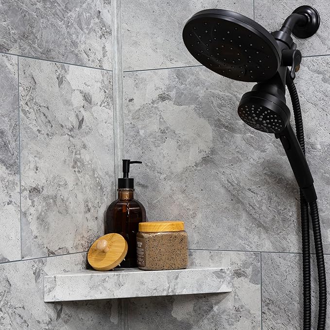 Palisade Vinyl Waterproof Corner Shower Shelf in Silver Lake