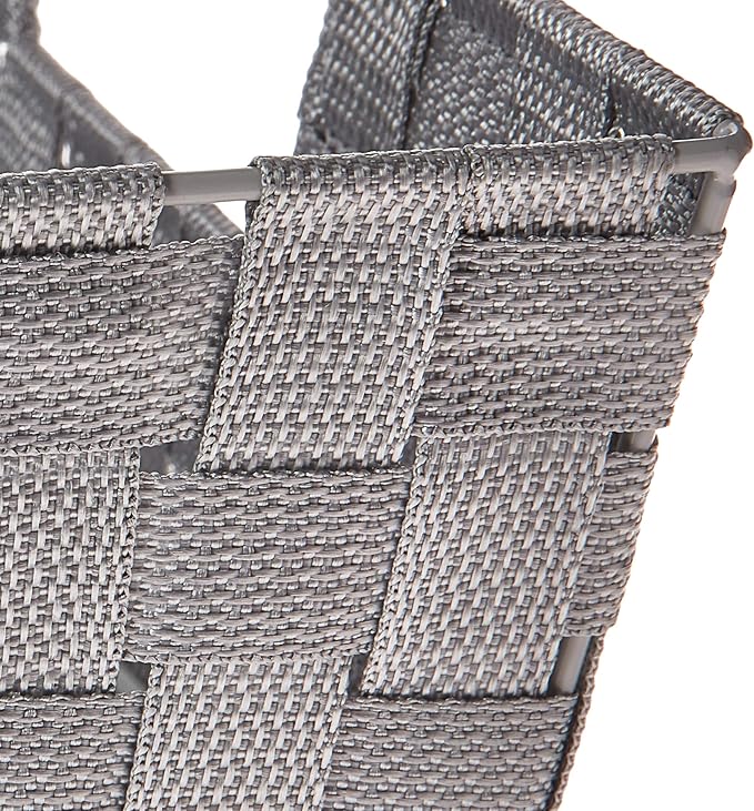Simplify Large Shelf Woven Strap Tote | Decorative Storage Basket | Built in Handles | Organization | Closet | Bedroom | Bathroom | Nursery | Accessories | Toys | Gifts | 1 Pack | Heather Grey
