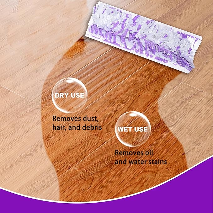 Disposable Mopping Pad Refills for PowerMop Multi-Surface Mop and PowerMop Wood Mop, Spray Clean Pads Replacement (Purple -20)