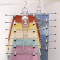Pants & Skirt Hangers with Clips, Newly Upgraded Detachable - Space Saving Hangers, 6-Tiers Foldable Skirt Hangers for Women - Hanging Closet Organizer and Storage-2pack, Patent Pending