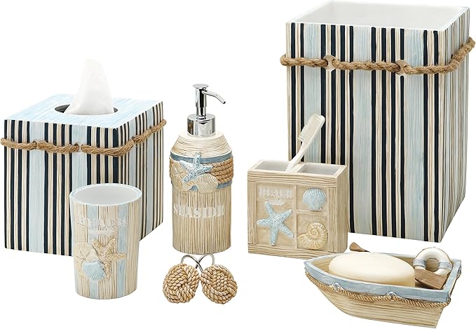 Zenna Home Shower Curtain Hooks Seaside Serenity Bath Accessories, Off-White (Pack of 4)