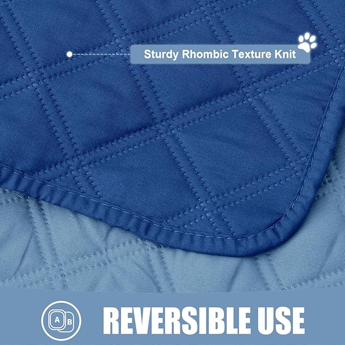 Smiry Waterproof Dog Bed Cover Pet Blanket, Soft Washable Dog Blanket for Furniture Bed Couch Sofa Reversible, Checkered (40"x90", Navy/Blue)
