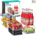 Sorbus Stackable Refrigerator Organizer Bins - Clear Storage Bins for Kitchen Pantry, Freezer & Fridge Organization - Food Organizing Plastic Containers with Handles for Countertops & Drawers (6 Pack)