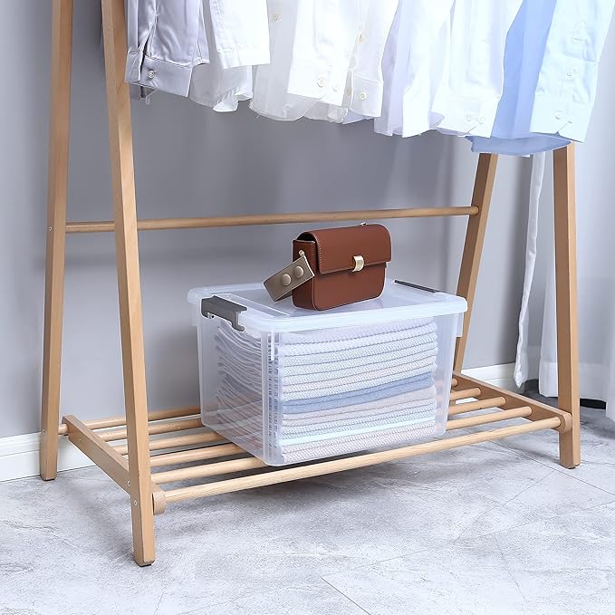 Citylife 32 QT Plastic Storage Bins with Latching Lids Stackable Storage Containers for Organizing Large Clear Storage Box for Garage, Closet, Kitchen, 4 Packs