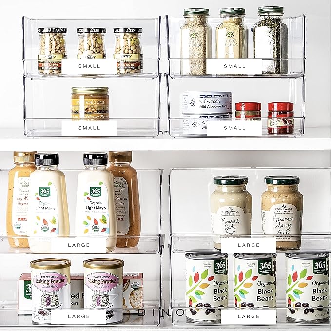 BINO | Stackable Plastic Storage Bins, Large | THE MYRIAD COLLECTION | Multipurpose Bins | Pantry Organizers And Storage | Home Organization Containers | Clear Plastic Fridge Bin | Freezer Organizer