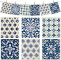 6 Packs Swedish Paper Cloths for Kitchen, Reusable Paper Towels Washable Dish Rags, Highly Absorbent Kitchen Towels Quick Drying Swedish Sponge Cleaning Dish Cloths (Blue Ornamentation)