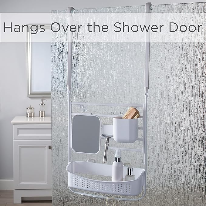 Bath Bliss Deluxe Flex Adjustable Shower Caddy | 2 Hanging Options | Customizable Accessories | Bathroom Storage | White