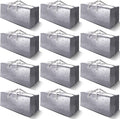 12 Pack Heavy Duty Extra Large Moving Bags W/Backpack Straps - Strong Handles & Zippers, Storage Totes For Space Saving, Fold Flat, Alternative to Moving Box and Storage Bin, Silver