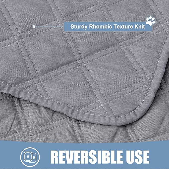 Smiry Waterproof Dog Bed Cover Pet Blanket, Soft Washable Dog Blanket for Furniture Bed Couch Sofa Reversible, Checkered (30"x70", Grey/Grey)