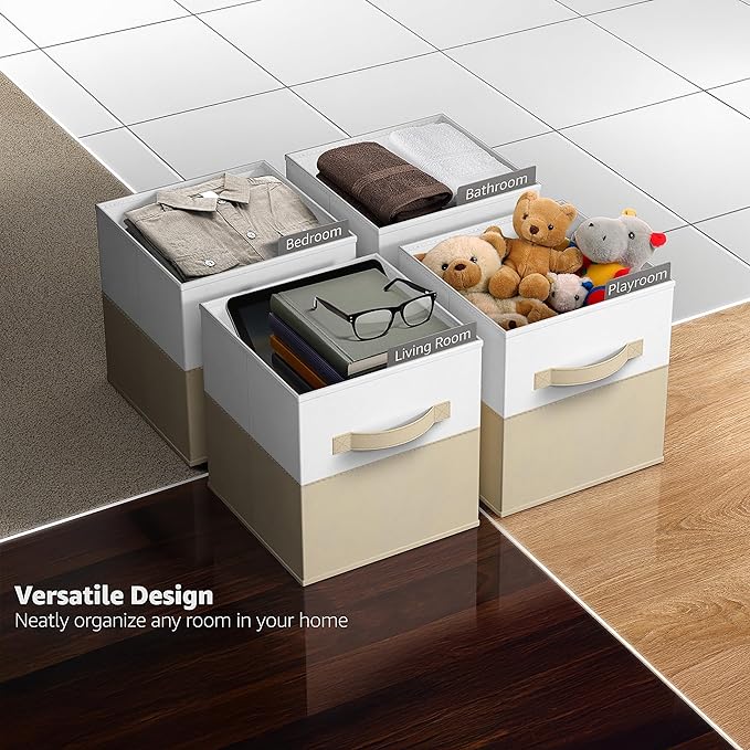 Sorbus Foldable Storage Bins – 6-Pack Fabric Storage Cubes, 11-Inch Cube Organizer Bins for Closet, Shelves, and Cubby Storage – Collapsible Cloth Storage Baskets for Home Organization