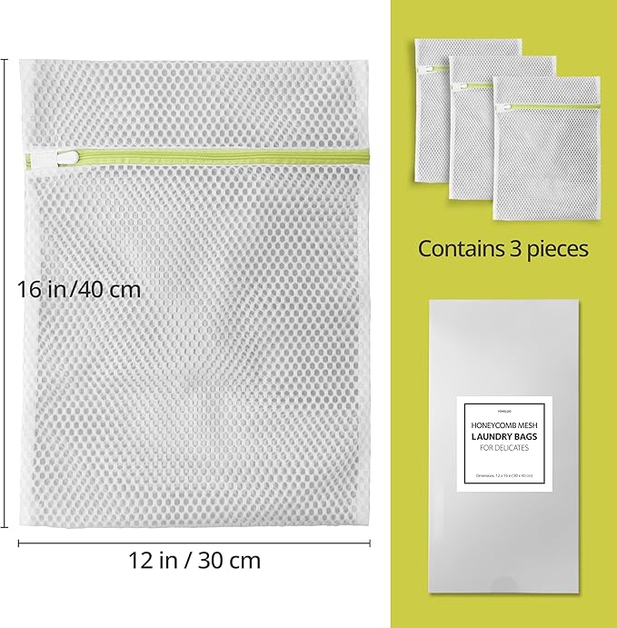 Laundry Bags, 3 Pcs Honeycomb Mesh Laundry Bags for Delicates, 12" x 16"