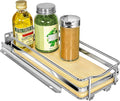 LYNK PROFESSIONAL® Élite™ Pull Out Spice Rack Organizer for Inside Kitchen Cabinets - 4-3/8 inch Wide - Slide Out Drawer – Wood/Chrome Sliding Spice Organization for cabinet - Spice Racks - 1 Tier