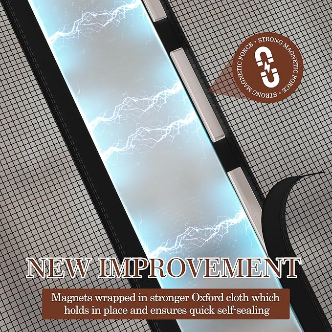 Yotache Magnetic Screen Door Fit 80" Wide x 96" Height Doors, Screen Size 82" W x 97" L, Double-Sided Opening Screen Reinforced Mesh with Strong Magnets for Balcony, French, Sliding Glass Door