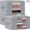 WISELIFE Storage Bags 100L 3-Pack Large Blanket Clothes Organization and Storage Containers for Bedding, Comforters, Foldable Organizer with Reinforced Handle, Clear Window, Sturdy Zippers, Light Grey