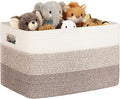 86L Extra Large Laundry Basket with Leather Handles for Living Room Storage,Woven Rope Baskets for Blanket,Kids Toy,Gifts,Wicker Hamper for Bedroom Dirty Clothes,24"x16"x14"Gradient Brown